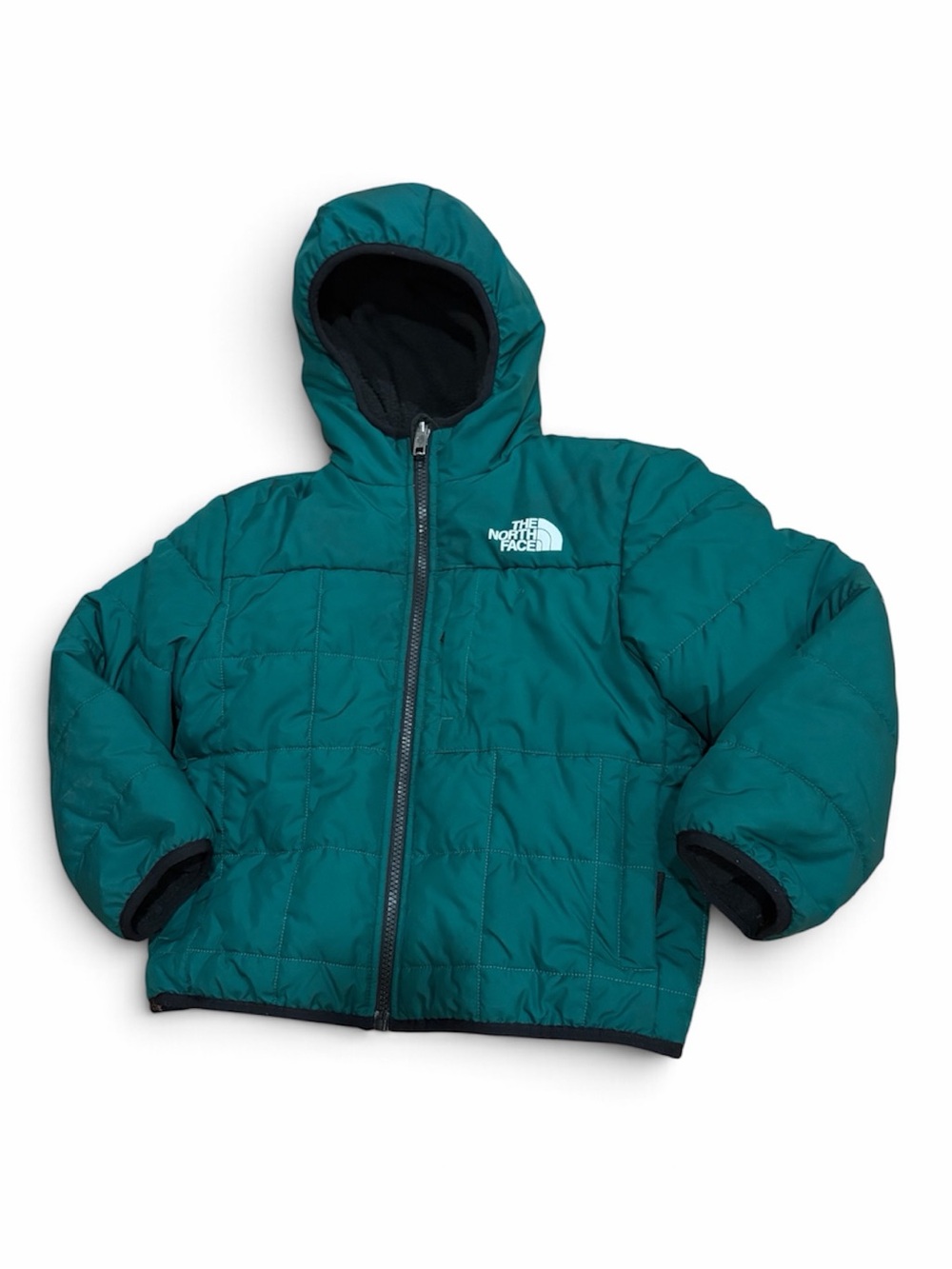 The North Face Reversible Kids Puffer Jacket – Size 6 – Green/Black